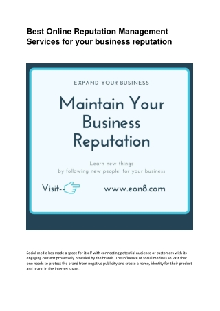 Best Online Reputation Management Services for your business reputation
