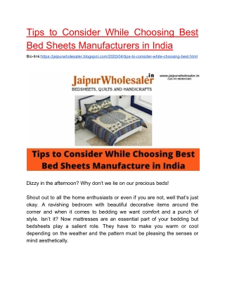 Tips to Consider While Choosing Best Bed Sheets Manufacturers in India