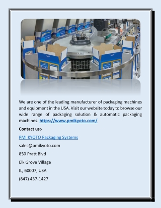 PMI KYOTO ( Buy Packaging Machines and Equipment )