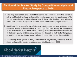 Air Humidifier Market Study by Application, Segmentation and Regional Outlook to 2026