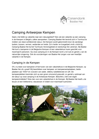 Camping Baalse Hei - Camping Antwerpse Kempen