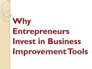 Why Entrepreneurs Invest in Business Improvement Tools