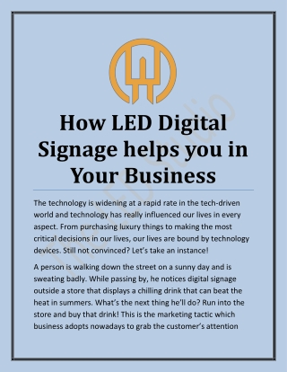 How LED Digital Signage helps you in Your Business