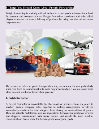 5 Things You Should Know About Freight Forwarding