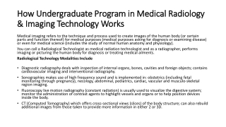 How Undergraduate Program in Medical Radiology & Imaging Technology Works