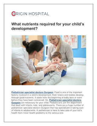 What nutrients required for your child’s development?