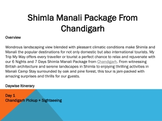 Shimla Manali Package From Chandigarh