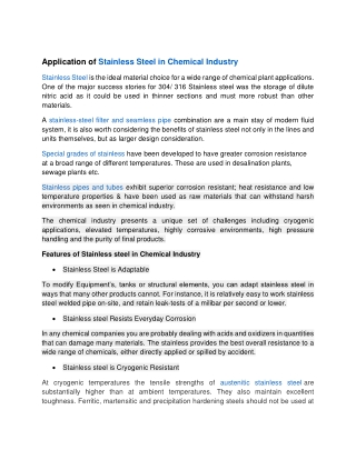 Application of Stainless Steel in Chemical Industry