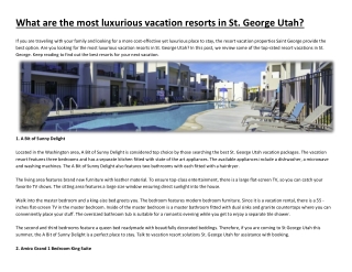 What are the most luxurious vacation resorts in St. George Utah?