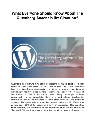 What Everyone Should Know About The Gutenberg Accessibility Situation?