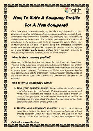 How To Write A Company Profile For A New Company?