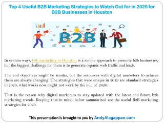 Top 4 Useful B2B Marketing Strategies to Watch Out for in 2020 for B2B Businesses in Houston