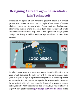 Designing A Great Logo – 5 Essentials - Jain Technosoft