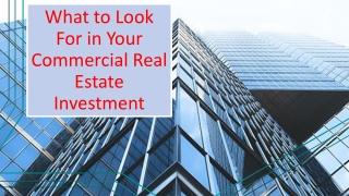 Areas to Look For in Your Commercial Real Estate Investment