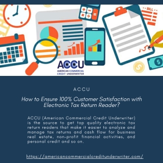 ACCU: Ensure 100% Customer Satisfaction with Electronic Tax Return Reader?