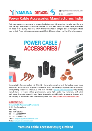 Power Cable Accessories Manufacturers