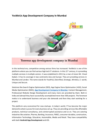 Yesweus Android | App Development Company In Mumbai
