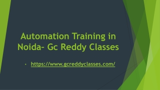 Automation Training in Noida– Gc Reddy Classes