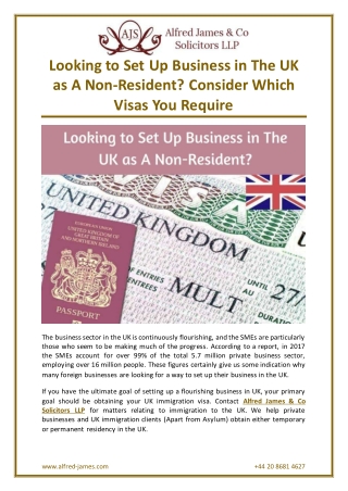 Looking to Set Up Business in The UK as A Non-Resident? Consider Which Visas You Require