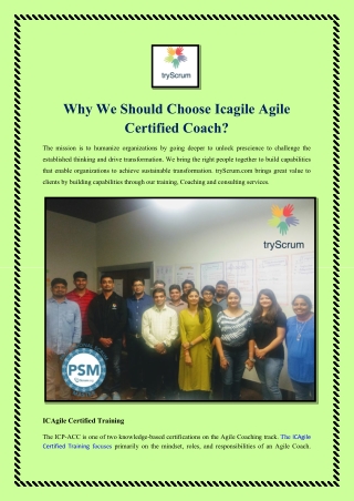 Why We Should Choose Icagile Agile Certified Coach?