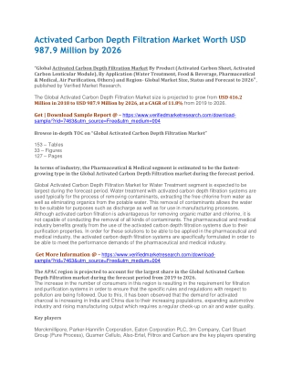 Activated Carbon Depth Filtration Market Worth USD 987.9 Million by 2026