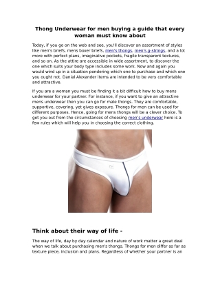 Thong Underwear for men buying a guide that every woman must know about