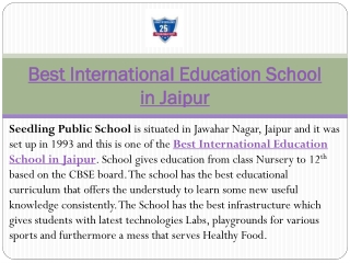 Best International Education School in Jaipur