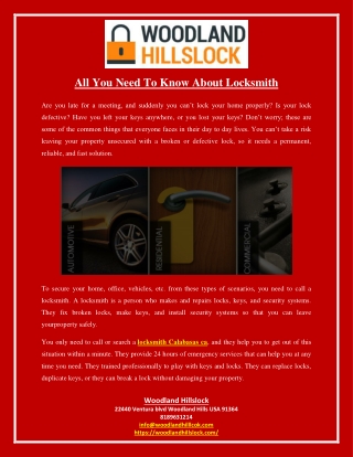 All You Need To Know About Locksmith