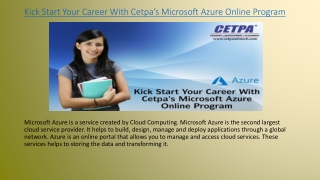 Easy To Learn Microsoft Azure Online Course At CETPA INFOTECH