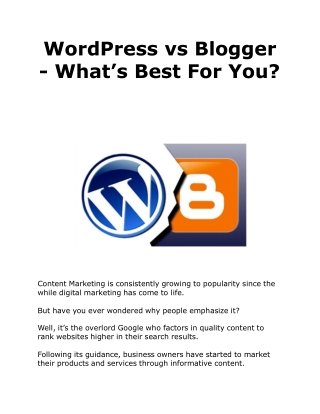 WordPress vs Blogger - What’s Best For You?