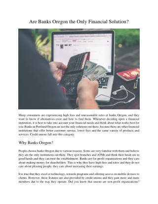 Are Banks Oregon the Only Financial Solution?