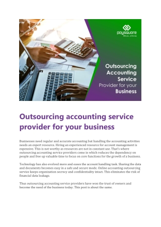 Outsourcing accounting service provider for your business