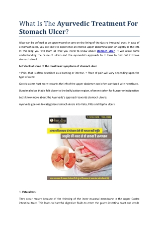 What Is The Ayurvedic Treatment For Stomach Ulcer?
