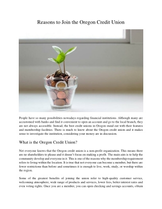 Reasons to Join the Oregon Credit Union