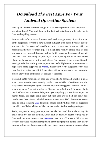 Download The Best Apps For Your Android Operating System