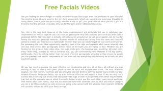 Free facials videos