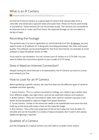 What is an IP Camera