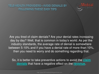 Tele-Health Providers - Avoid Denials by Following these Easy Tips