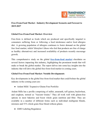 Free-From-Food Market – Industry Development Scenario and Forecast to 2019-2027