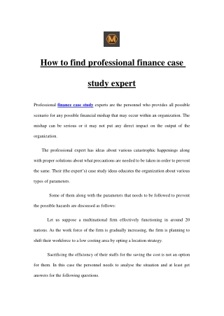 How to find professional finance case study expert