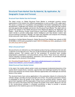Structural Foam Market Size By Material, By Application, By Geographic Scope And Forecast