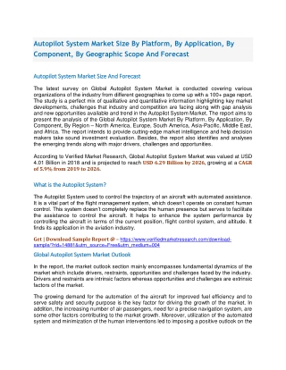 Autopilot System Market Size By Platform, By Application, By Component, By Geographic Scope And Forecast