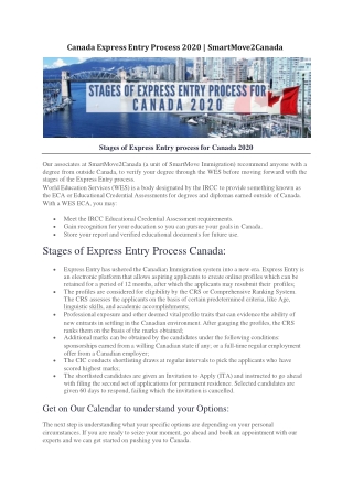 Canada Express Entry Process 2020 | SmartMove2Canada