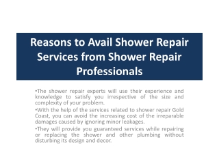 Reasons to Avail Shower Repair Services from Shower Repair Professionals