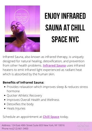 Enjoy Infrared Sauna at Chill Space NYC