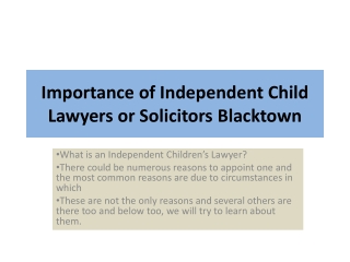 Importance of Independent Child Lawyers or Solicitors Blacktown