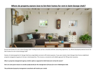 Where do property owners love to list their homes for rent in Saint George Utah?