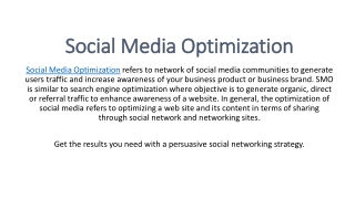 Social Media Optimization