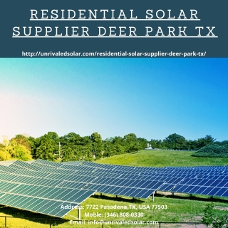 Residential Solar Supplier Deer Park TX | Solar Panel Supplier Houston TX