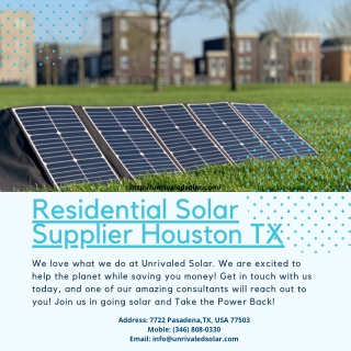 Residential Solar Supplier Houston TX | Solar Panel Supplier Houston TX